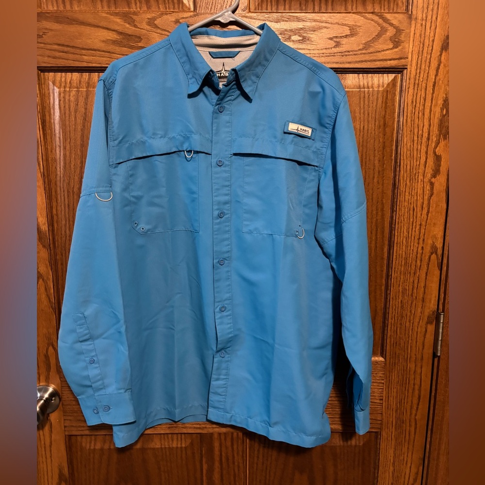Men's Habit Blue Fishing Shirt Style TS10296